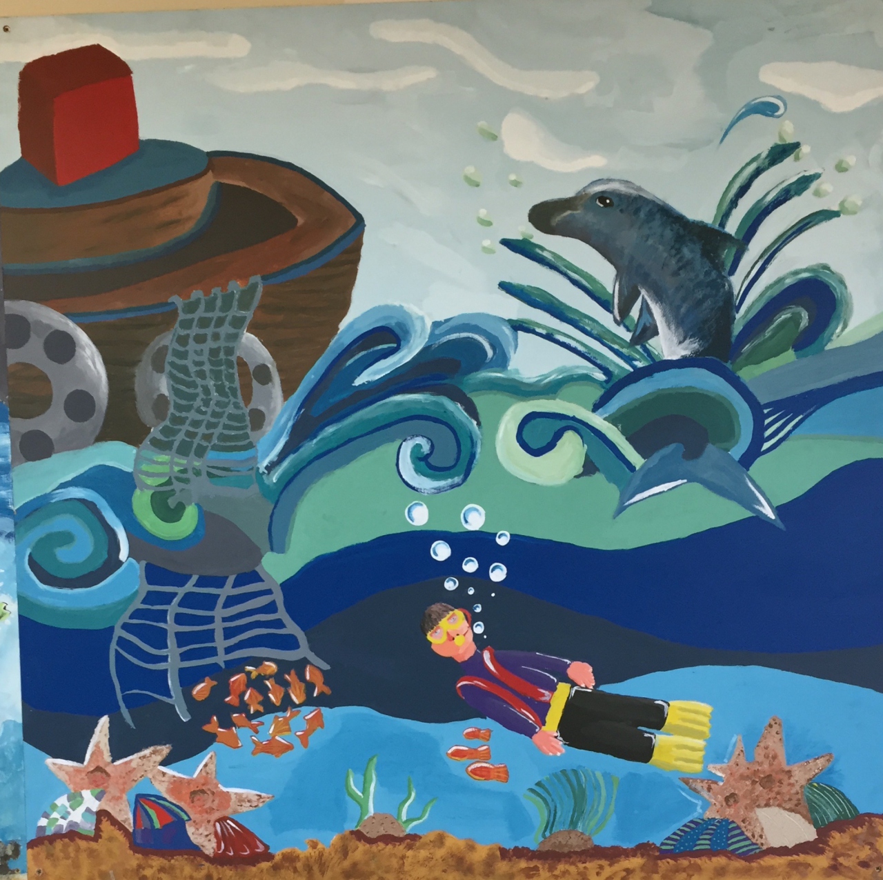 Picture of Earth, Sea and Sky Mural 19/32 by Students of West Fife High Schools