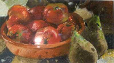 Picture of Tomatoes and Pears by Mark Gilbert