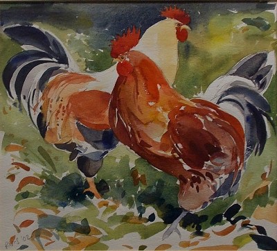 Picture of Two Cockerels by Rosie Villiers-Stuart