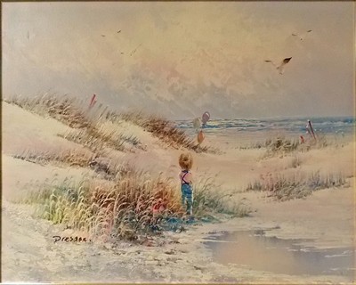 Picture of Boy with balloon at beach by Dressor