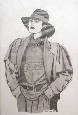 Picture of Lady with Belt Patterned Jumper by Linda Kerr