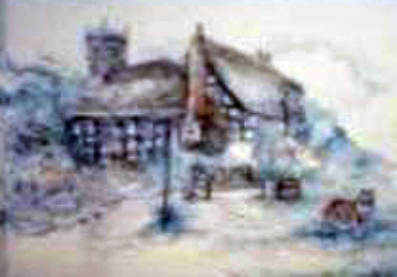 Picture of Crown Inn and Dog by Glenda Rae