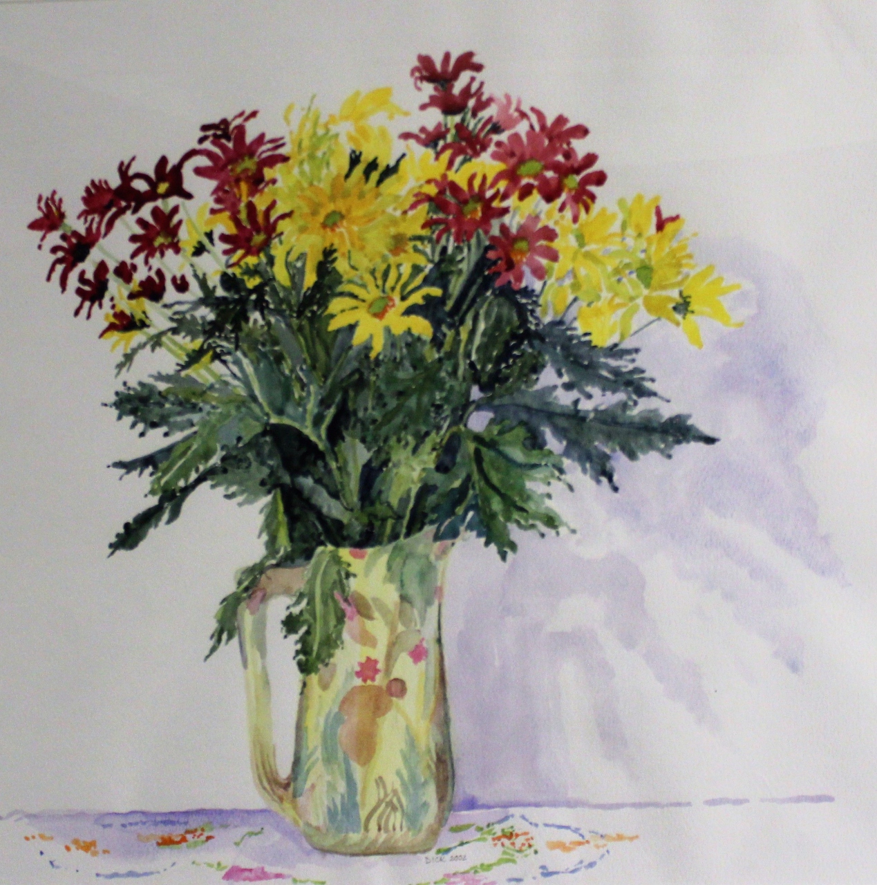 Picture of Yellow & Red Flowers by Fiona Dick