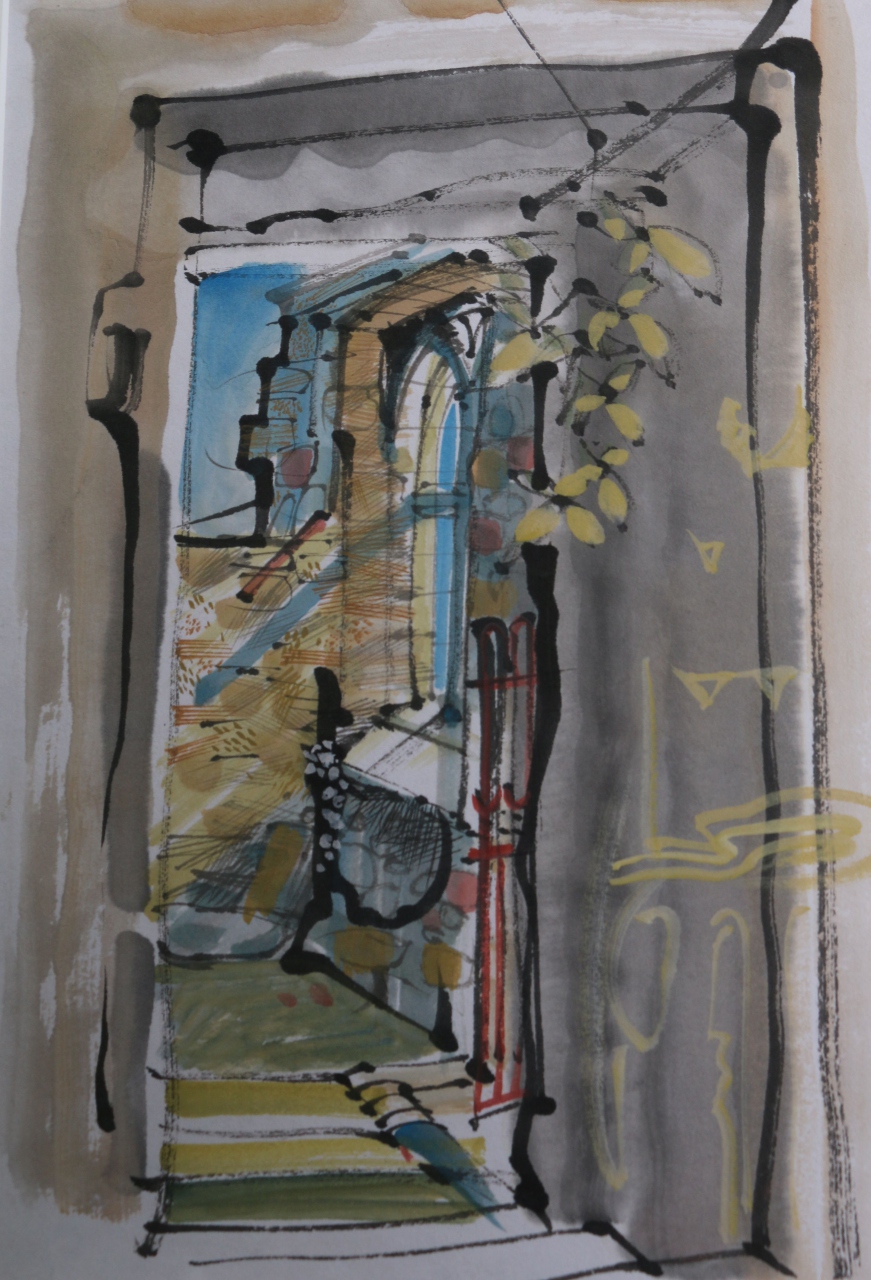 Picture of Blairlogie Chapel, Window and Leaves by Marjorie I Campbell