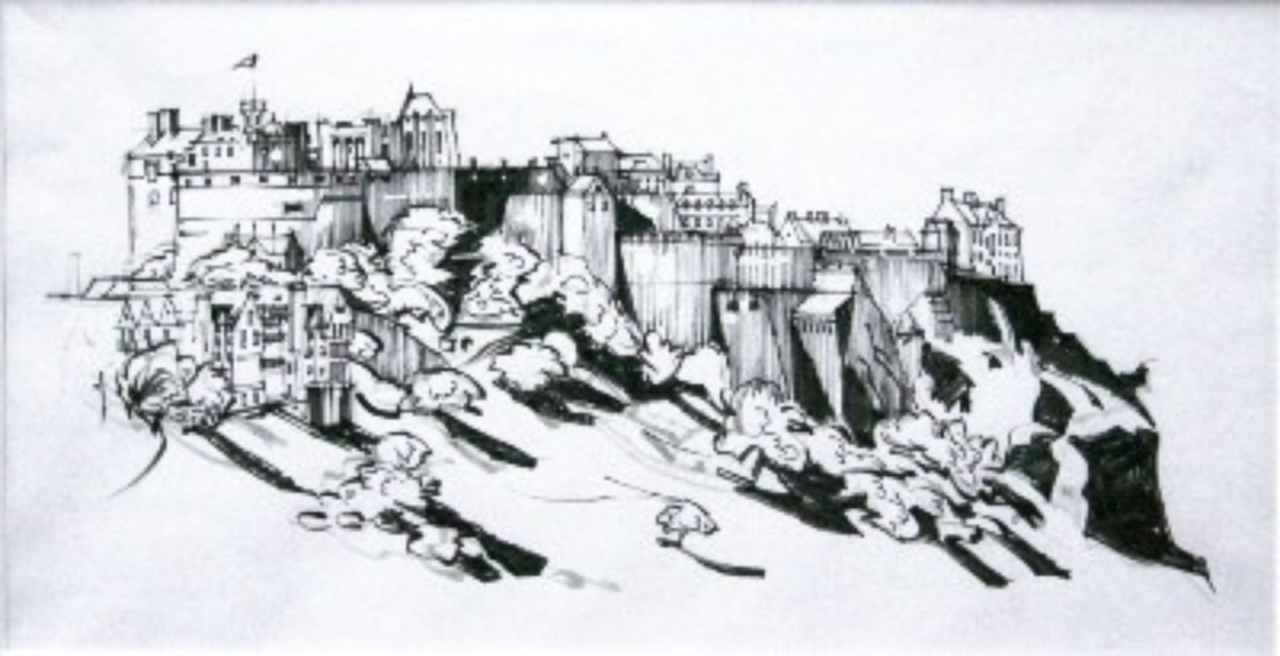 Picture of Edinburgh Castle Sketch by Marjorie I Campbell
