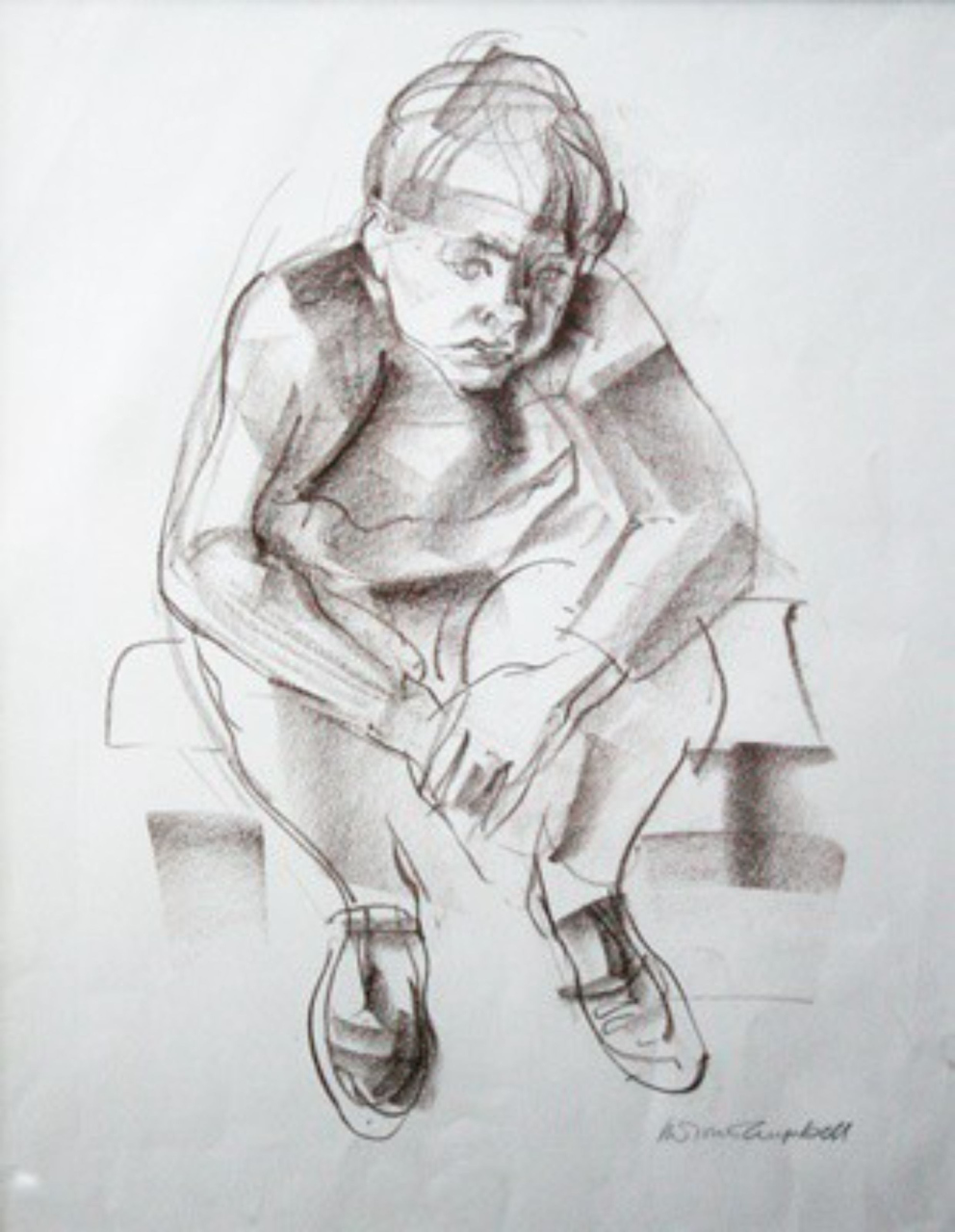 Picture of Child On A Stool by Marjorie I Campbell